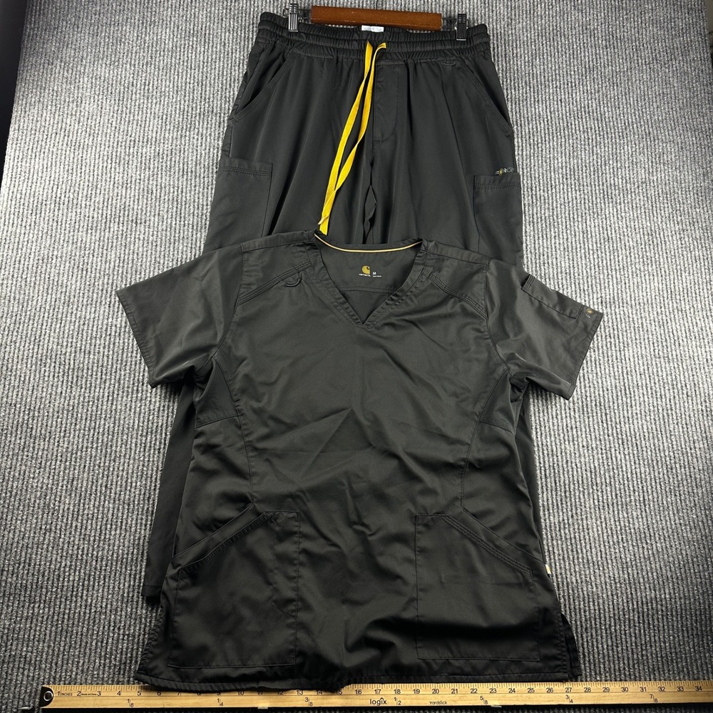 Carhartt Force Scrub Set Womens Black V-Neck Top M Cargo Pants L C12106 C56106
